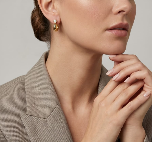 Tara Minimalist Solitaire Huggies
