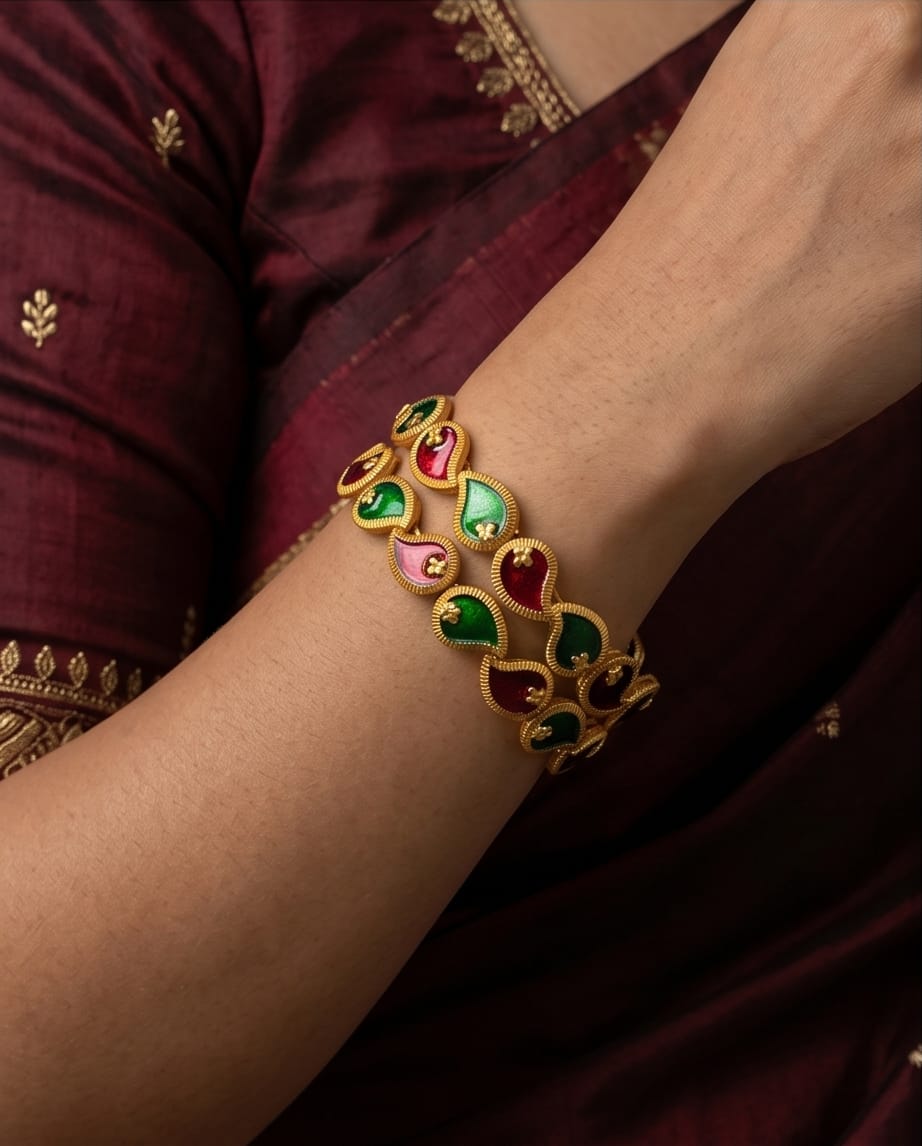 Diya Paisley Enamel Bangles